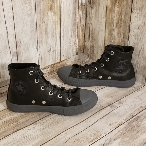 Converse Other - Converse High Top Sneakers Black Lesther Size 13